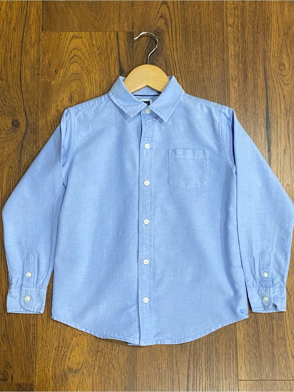 Janie and Jack Boys Blue Oxford Shirt with Tan Bear Sweater Vest Size 6 - Picture 9 of 15